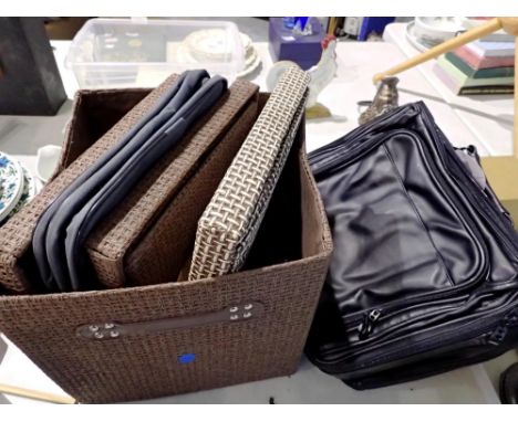 New unused Planet leatherette briefcase and three folding boxes. Not available for in-house P&amp;P 