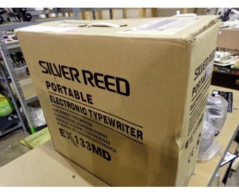 Boxed Silver Reed portable electronic typewriter, boxed, appears unused. Not available for in-house P&amp;P 