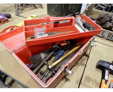 Toolbox containing mixed tools to include chisels, hand tools etc. Not available for in-house P&amp;P 