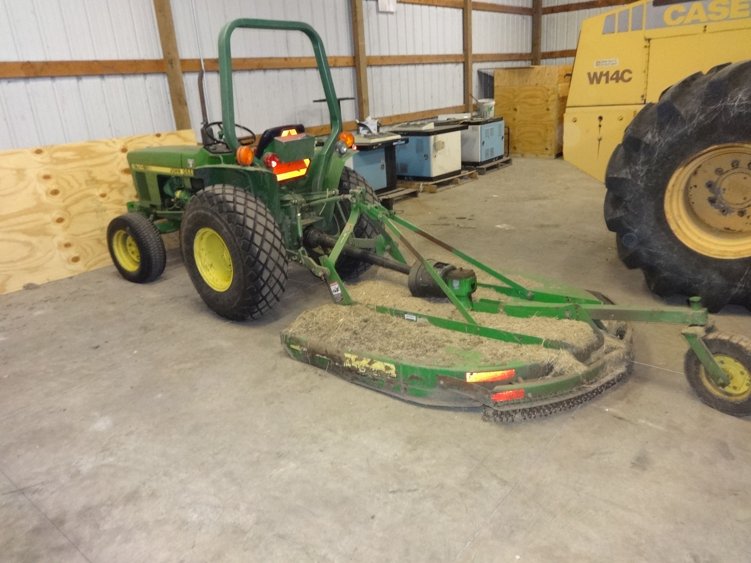 JOHN DEERE MODEL 750 TRACTOR; S/N 004987, 60" BUSH HOG ATTACHMENT