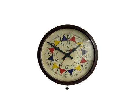A 20th century wall clock housed in a Bakelite case with a Smiths SEC  mains electric movement, fitted with a replica copy of