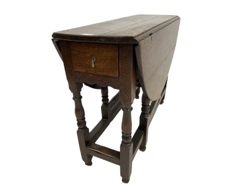 18th century oak drop leaf table, the drop leaf top over gate leg action