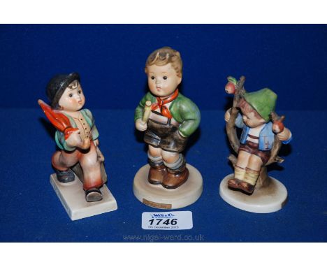 Three Hummel figures, as found
