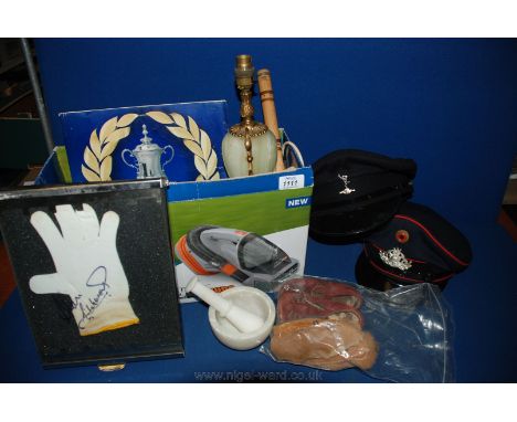 A large quantity of miscellanea including two pairs of children's vintage shoes, pestle and mortar, wooden flute, F.A. cup ce