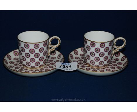 Two Royal Worcester 1880 Coffee Cans and saucers
