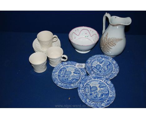 A small quantity of China including three Worcester Crown Ware Coffee Cups and saucers, three Copeland Spode 'Italian' Plates