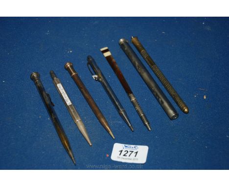 A quantity of miscellanea including baby's thermometer for measuring bath water, baby food, etc., various propelling pencils,