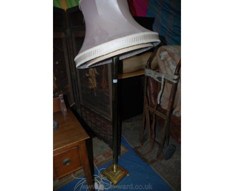 A Brass reeded column Standard Lamp with square base