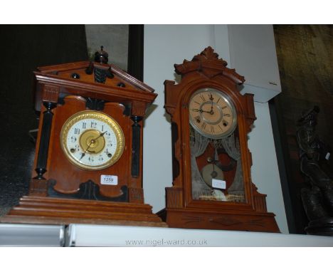 A vintage Fattorini and Sons (Bradford) English bedroom Mantle alarm Clock with original operating instruction card, and a vi