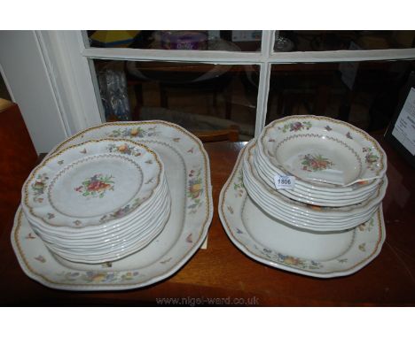 A quantity of Spode Copeland's 'Rockingham' dinner ware including two meat plates, seven dinner plates, twelve large side pla