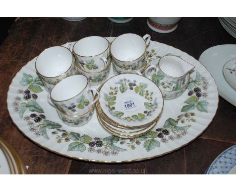 A part Royal Worcester 'Lavinia' pattern Coffee set of eight coffee cans and saucers, milk jug and sugar bowl together with a