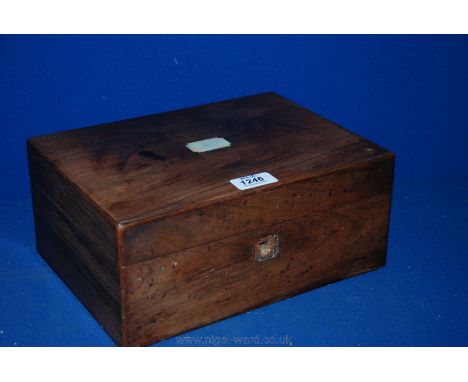 A wooden Trinket Box with mother of pearl inlay to the lid,
