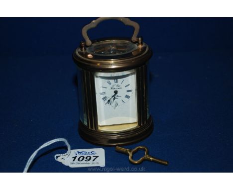 A small L'epie French Carriage Clock, working order with key
