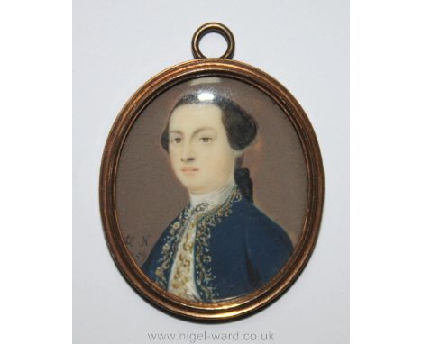 A good 18th c. Portrait Miniature of a gentleman, believed to be John Stuart 3rd Earl of Bute, Prime Minister. 1762-3.  Initi