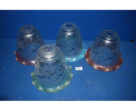 Four glass Lamp Shades - two a/f