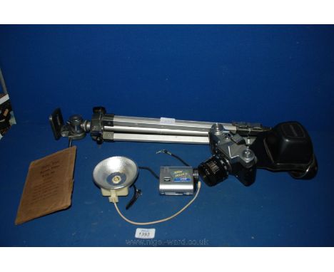 A Prinzflex 500 Camera, tripod and Flash