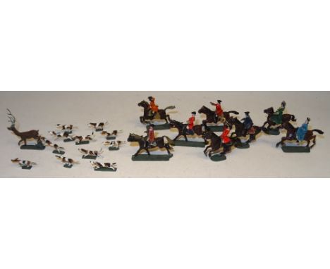Willie Stag Hunting with Hounds, C18 eight mounted huntspeople, eleven hounds and Stag HIGHLY DETAILED (Condition Very Good) 