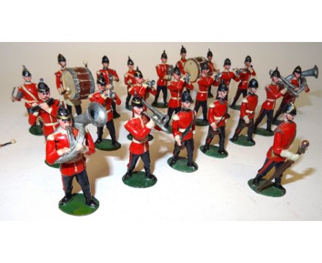 Britains from set 27, Band of the Line FIRST VERSION, slotted arms, including two Bombardons from set 73, with additional mus