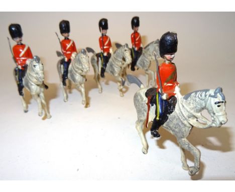 Britains set 32, Royal Scots Greys FIRST VERSION fixed arm, tin swords, variation with Scots Grey heads (Condition Very Good,
