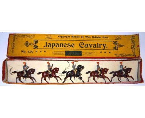 Britains set 135, Japanese Cavalry FIRST VERSION dated 12.2.1903, short carbines, officer dated 12.12.1902, original printer'