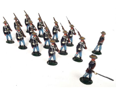 Britains two sets 91, US Infantry FIRST VERSION at the slope, with bemedalled and wasp waisted officers (Condition Good, repa