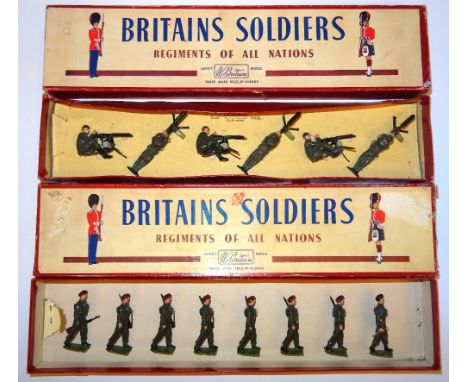  * Britains British Infantry in original ROAN boxes, sets 1318, Machine Gunners (Condition Very Good, box Fair),  1723, Royal