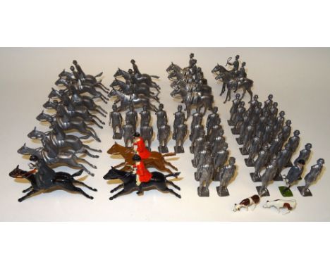  * Britains Hunting Series original castings: nineteen mounted and forty on foot (Condition Good, most whip arms missing, one