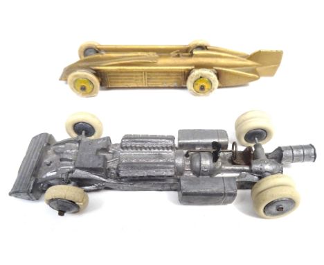  * Record Cars Johillco small Golden Arrow1920 and Britains Chassis only for set 1400 Bluebird (Condition Good, no body) 1935