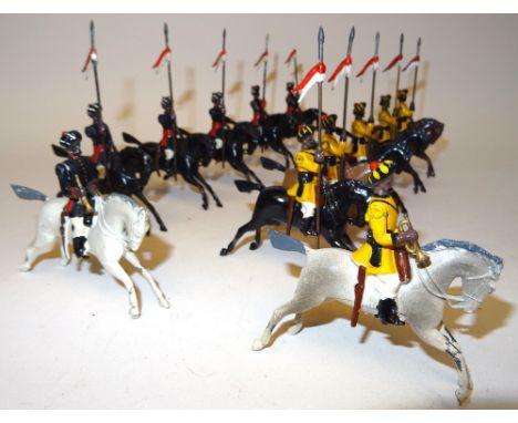 Britains British Indian Army Cavalry five Skinner's Horse with trumpeter from set 47 and five Duke of Connaught's with trumpe