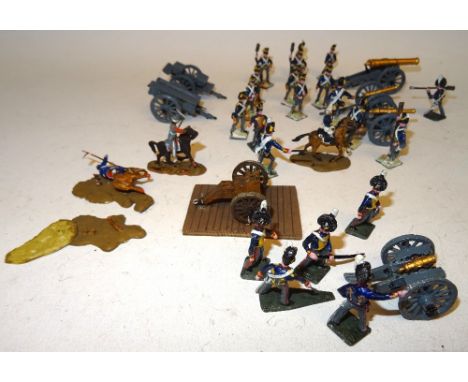 Wargaming figures, 20-25mm scale, Artillery crew, motor vehicles and other items including larger and smaller scales, some in