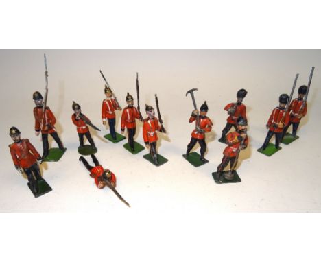 German made British Infantry of the Line Fusiliers and Foot Guards, 70mm to 60mm scales, various manufacturers (Condition Goo