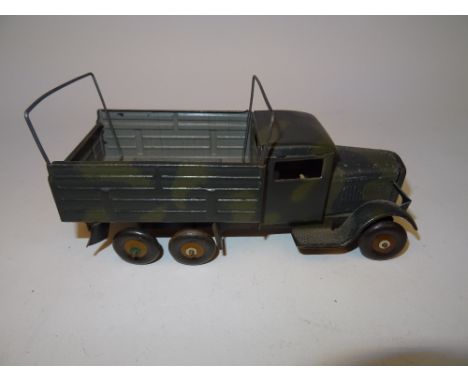 Tippco tinplate clockwork six-wheel Army Lorry grey camouflage finish (Condition Good, a few parts bent or possibly missing) 