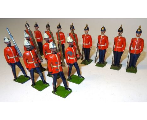 Britains set 113, East Yorkshire Regiment (Condition Good) with an additional man (Condition Good, helmet spike missing) 1932