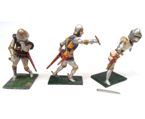 Courtenay no.4A French foot soldier wounded with arrow  (Condition Good-Fair, falling mace missing from right hand), no.2 Sir