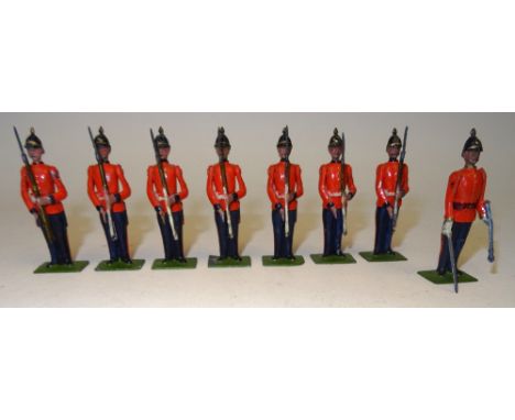 Britains set 206, Warwickshire Regiment at present FIRST VERSION with Officer (Condition Very Good) 1925 (8)