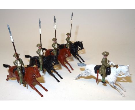 Britains set 94, 21st Lancers in steel helmet with Trumpeter(Condition Very Good) 1940 (5)