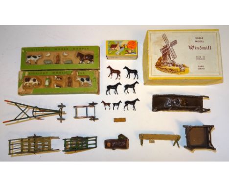  * Britains Lilliput Sets LP504 Horses, L1 and L5 in original boxes, Feeding trough 528 with export tag, empty boxes for Tayl