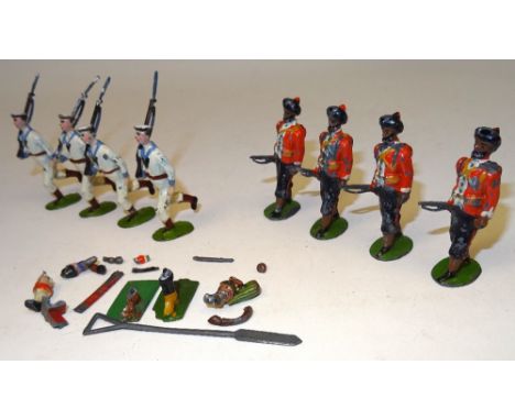 Britains Whitejackets from set 80 FIRST VERSION, running at the slope from set 80 (Condition Good-Fair) 1902, and four from s