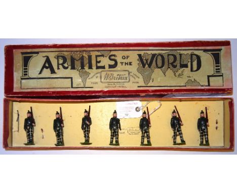 Britains RARE set 1913, Cameronian Rifles at the slope with officer in original Armies of the World box (Condition Excellent,