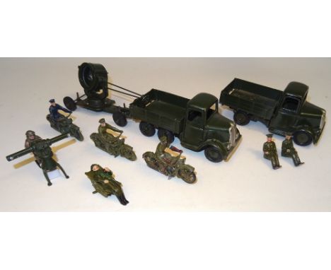  * Britains Round nose Army Lorries with drivers, dark green finish, set 1334 four wheel and set 1335 six wheel, Heightfinder