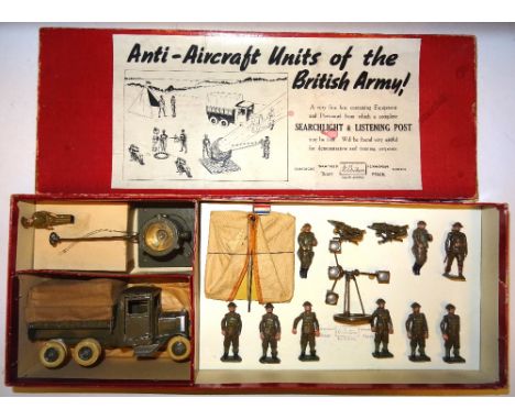  * Britains RARE set 1724, Anti-Aircraft Units of the British Army Searchlight, Sound Locator, two Spotting Chairs with Spott