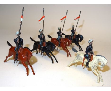 Britains RARE row of Indian Army 16th Light Cavalry from set 64 with Trumpeter (Condition Excellent) 1938 (5)