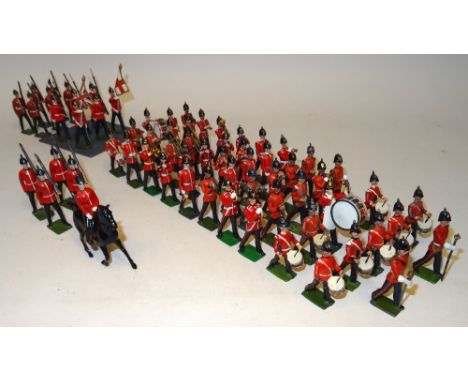 Britains Infantry of the Line Musicians Bandsmen, Drums, Bugles and Fifes, and six at the slope (Condition Good-Fair, five he