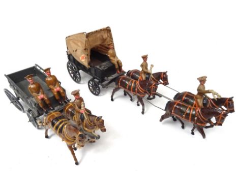 Britains set 144A Royal Army Medical Corps Ambulannce Wagon, Service Dress with one seated man, fumed metal finish (Condition