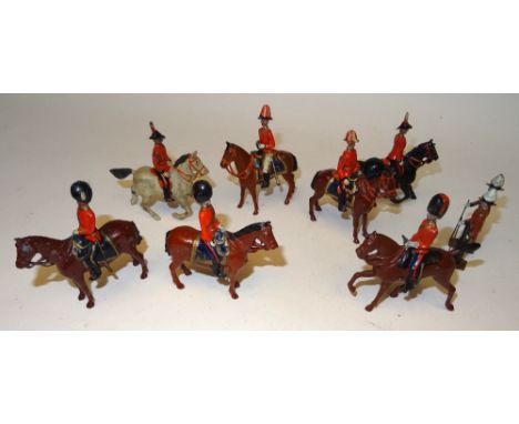 Britains set 201, General Staff two Yeoman Captains from set 1257, two Grenadier Guard officers on swayback horses from set 1