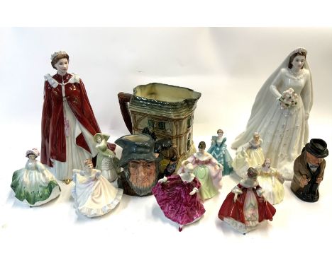 A collection of Royal Doulton, Worcester figures, etc. (D)- NO RESERVE