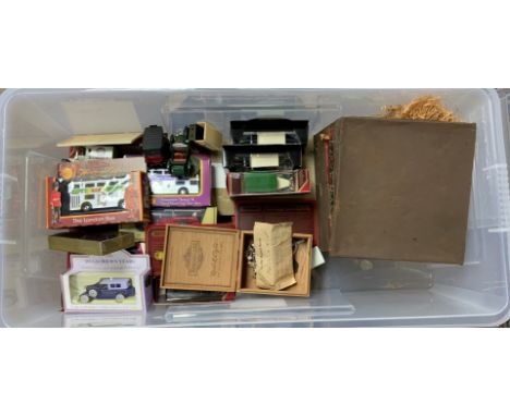 A box of vintage matchbox cars.