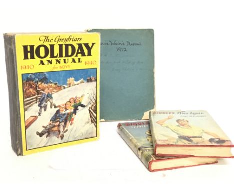 A collection of vintage childrens books including Louis Wain 1912 Annual, The Greyfriars Holiday Annual 1940, Biggles Flies A