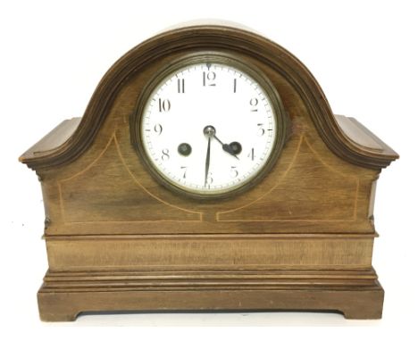 An Edwardian Mahogany mantle clock, dimensions 12x28x24cm