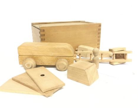 A Vintage conversion car toy by Kay Bojesen. This toy car set in natural wood was designed in 1935 by the influential Danish 